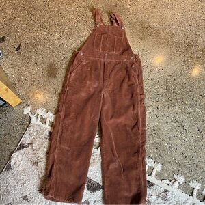tna aritzia brown corduroy front pocket overalls